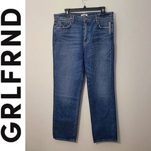 Grlfrnd women's helena straight jeans in over here - blue